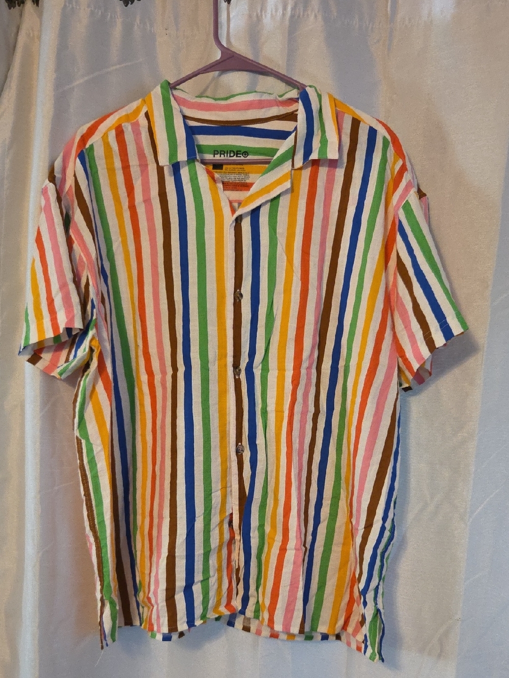 Target Pride Multicolor Vertical Stripe Short-Sleeve Button-Down Shirt